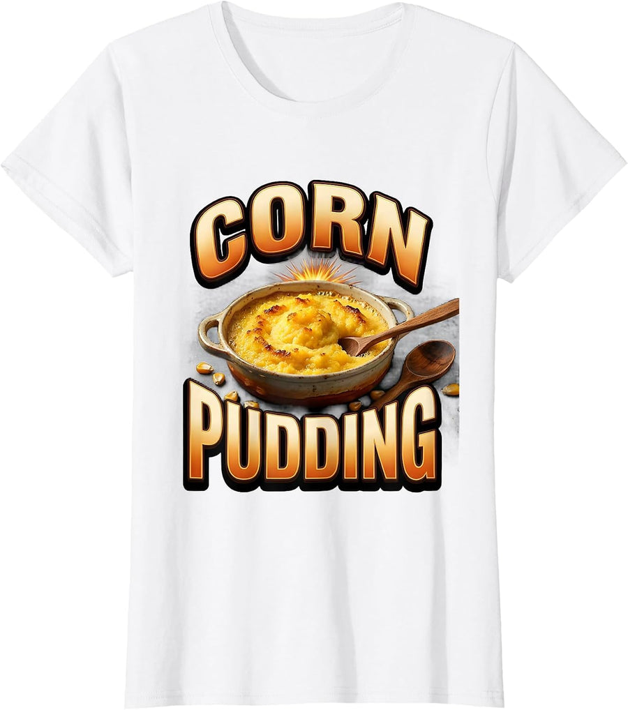 Women's Corn Pudding Bootleg 90's Rap Rock Vintage Funny T-Shirt - White