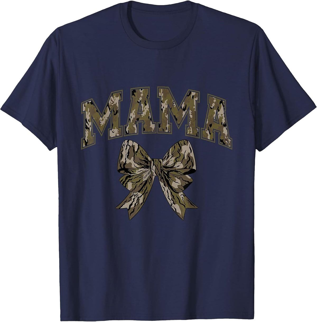 Coquette Camo Bow Mama Camouflage Mom Hunting Duck Hunter T-Shirt - Navy Blue