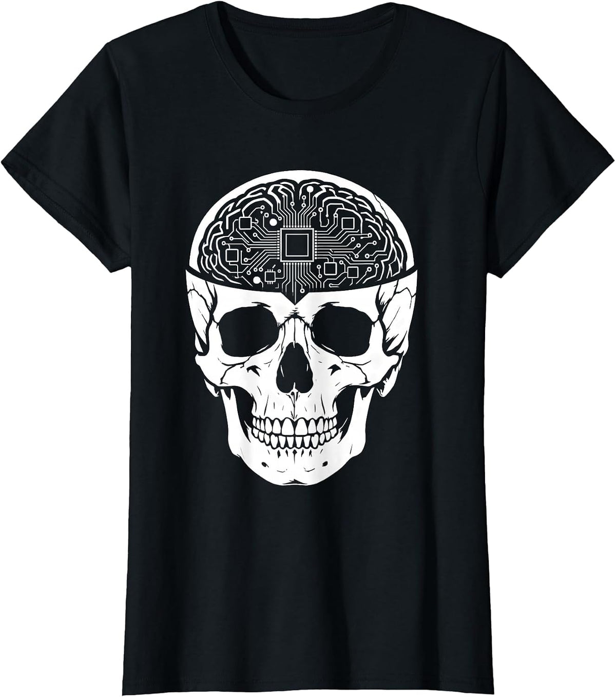 Human Skull Circuit Board Brain Xray Art T-Shirt - Black