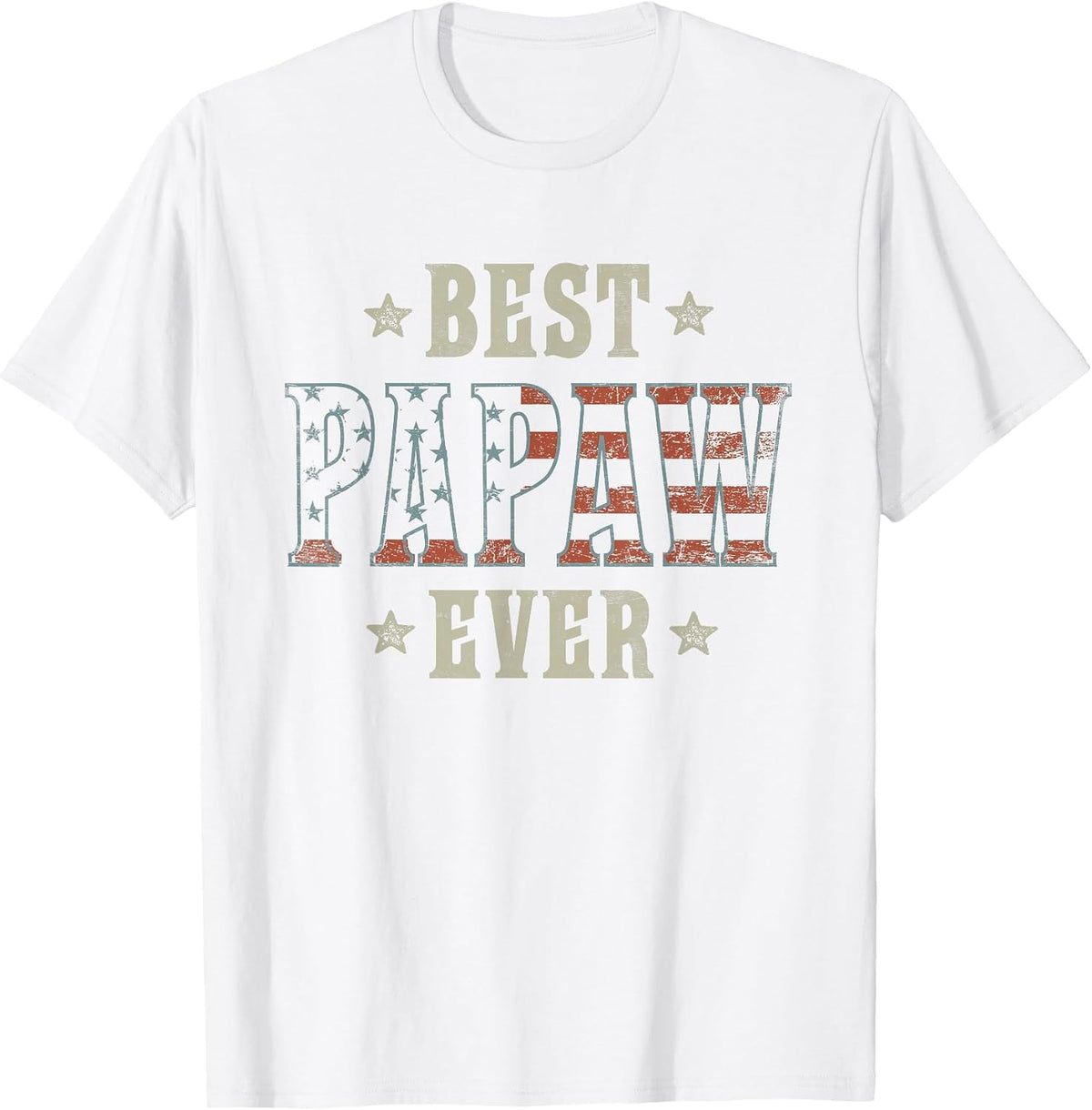 Best Papaw Ever Patriotic American Flag Design Papaw T-Shirt - White