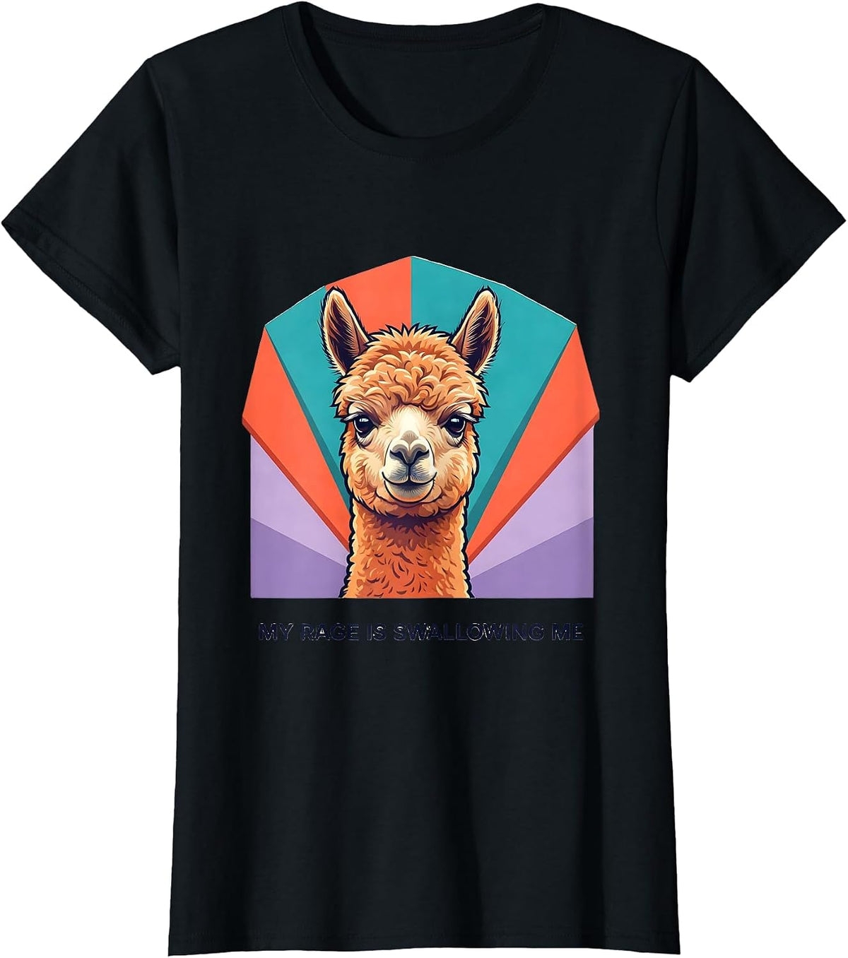 My Rage Is Swallowing Me Funny Llama Animal Meme Humor T-Shirt - Black