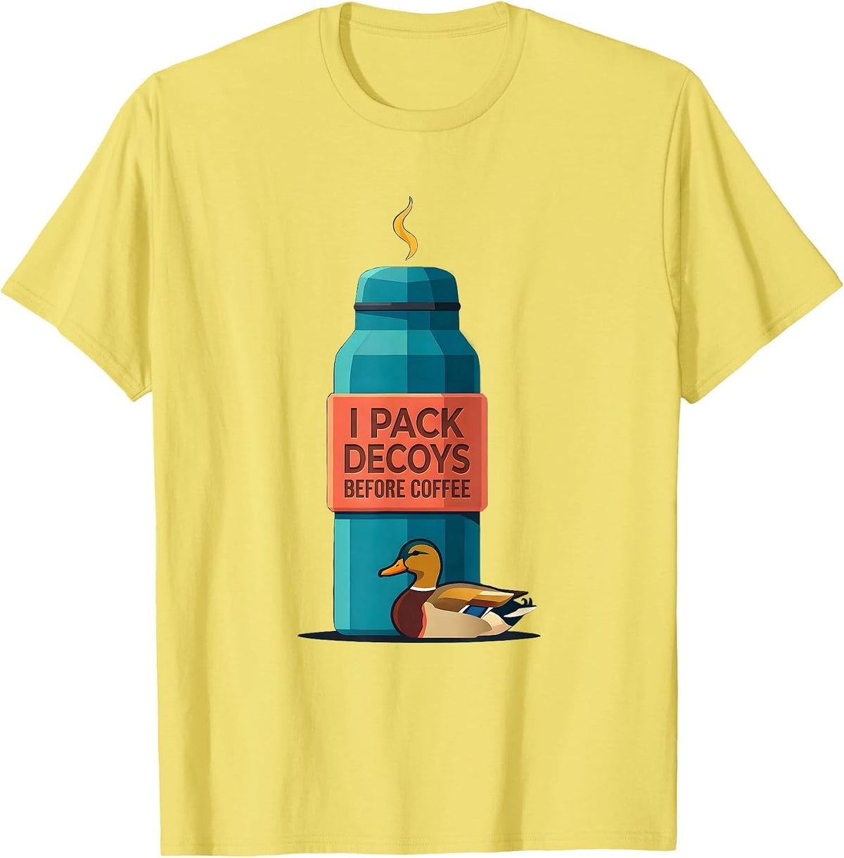 Men's I Pack Decoys Before Coffee Funny Duck Hunter Camo Gift T-Shirt - Lemon Yellow