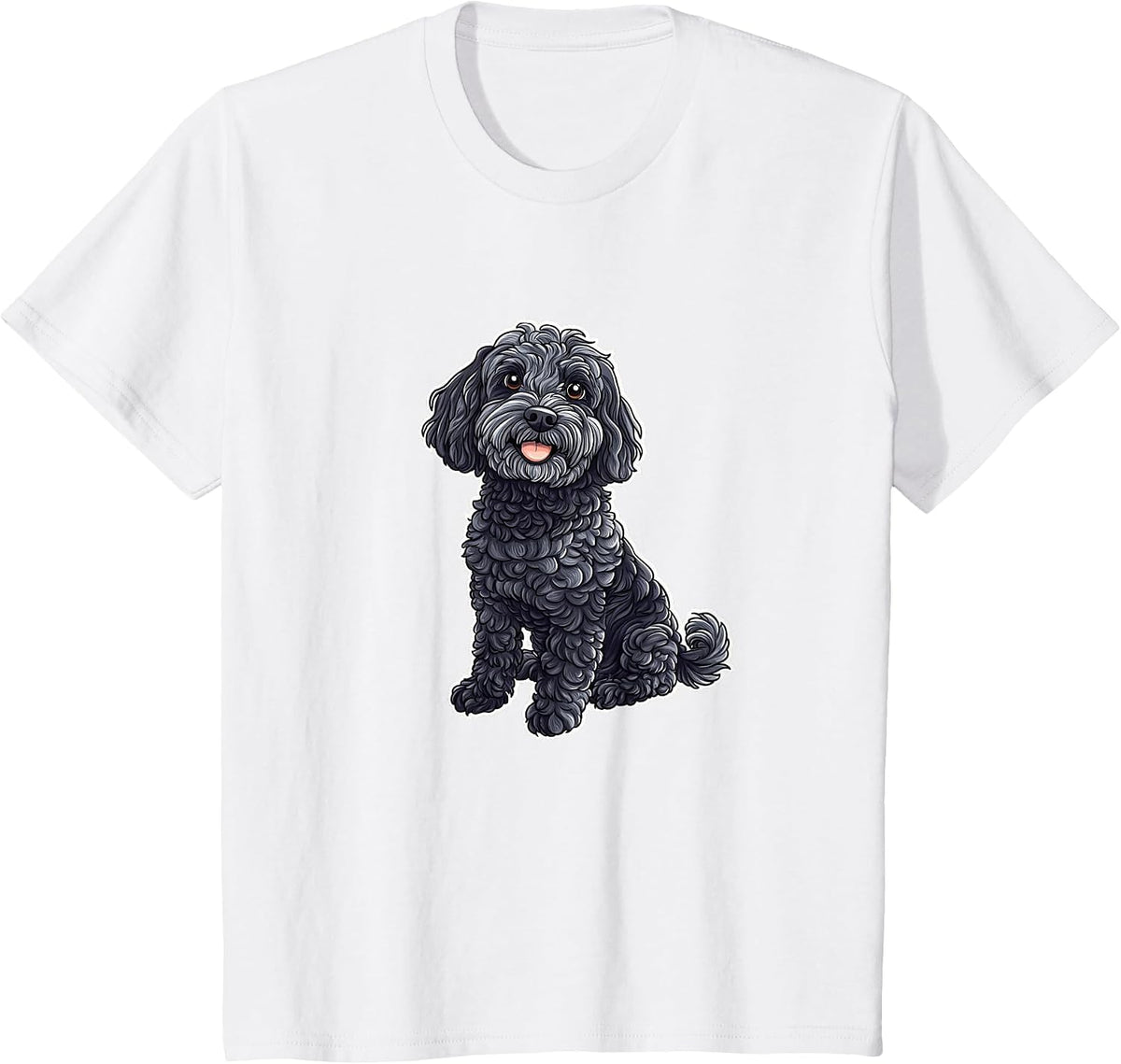 Cute Womens Girls Moms Sitting Black Cockapoo Dog Lover T-Shirt - White