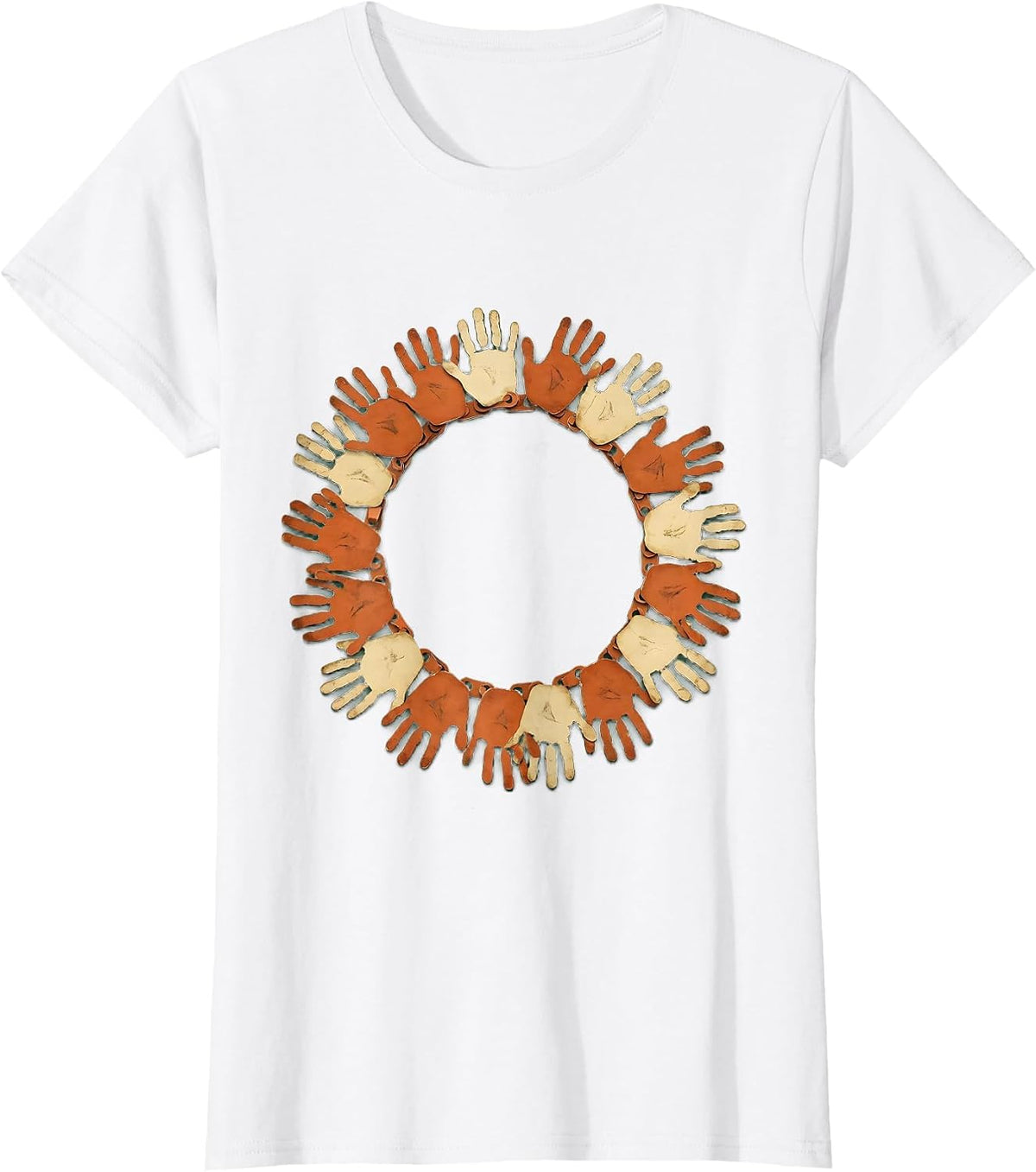First Grade Teacher Paper Chain Handprint Art T-Shirt - White