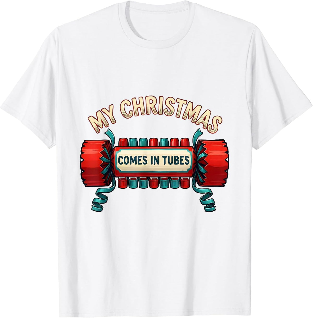 Men's My Christmas Comes In Tubes Funny Phlebotomist Tech Holiday T-Shirt - White