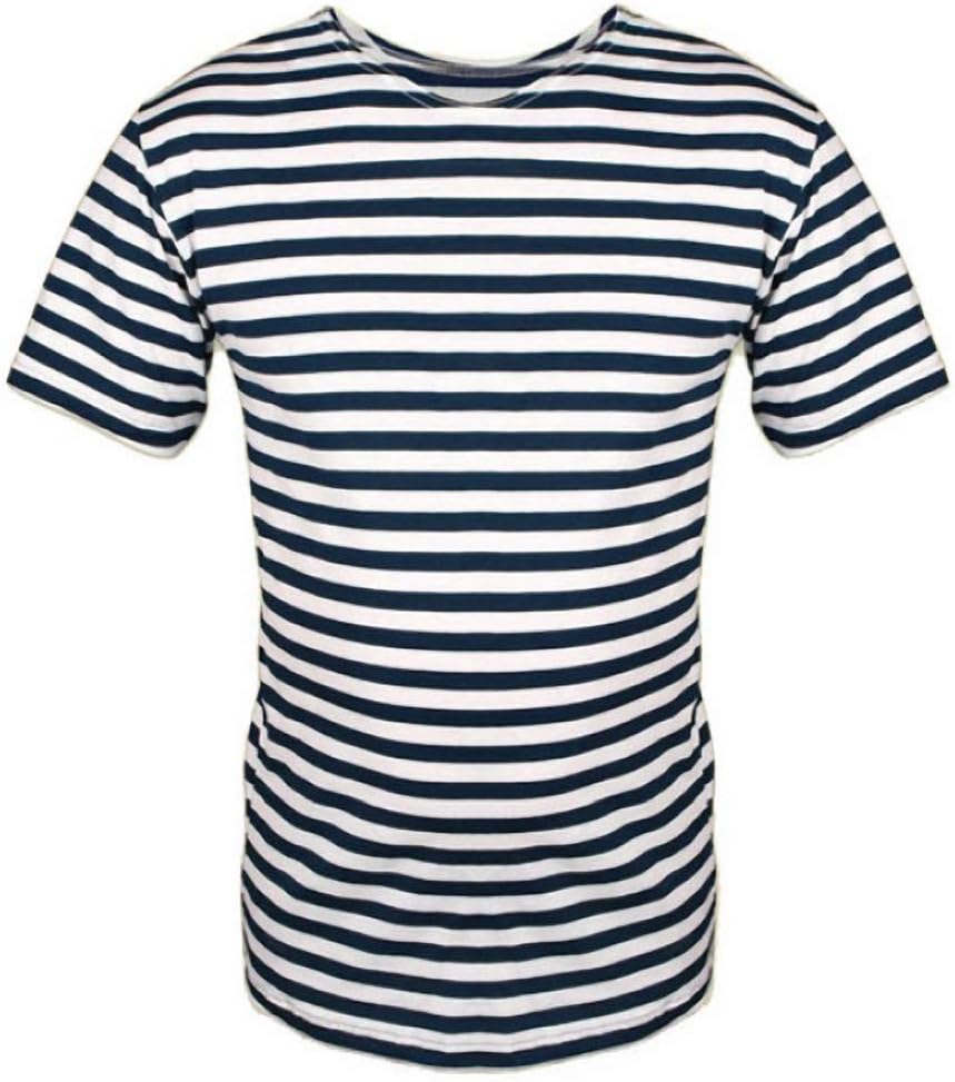 Russian Navy Blue Genuine Striped Sailor T-Shirt Top Naval - Navy Blue