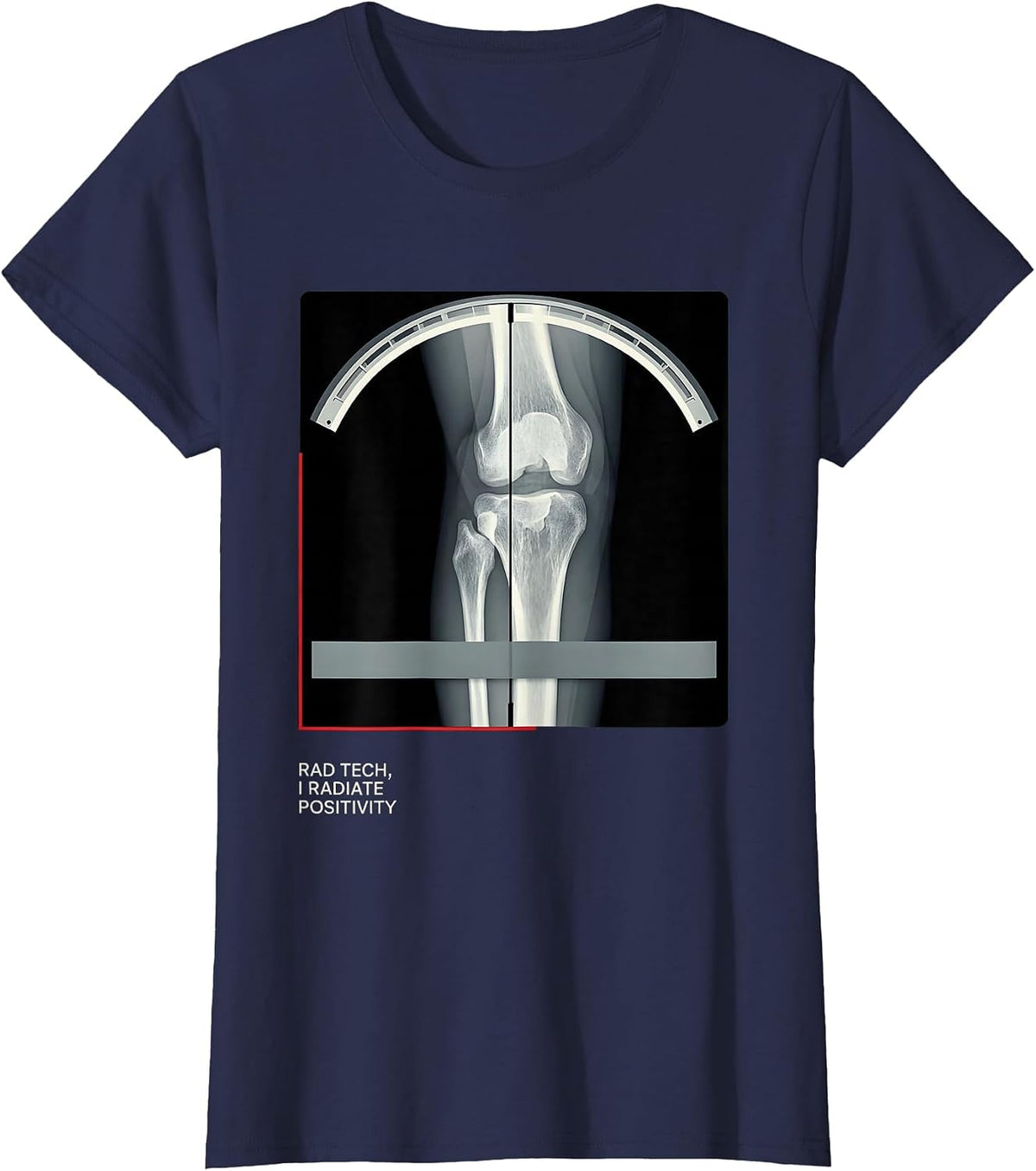 Women's Rad Tech I Radiate Positivity Humor Radiology Technologist T-Shirt - Navy Blue