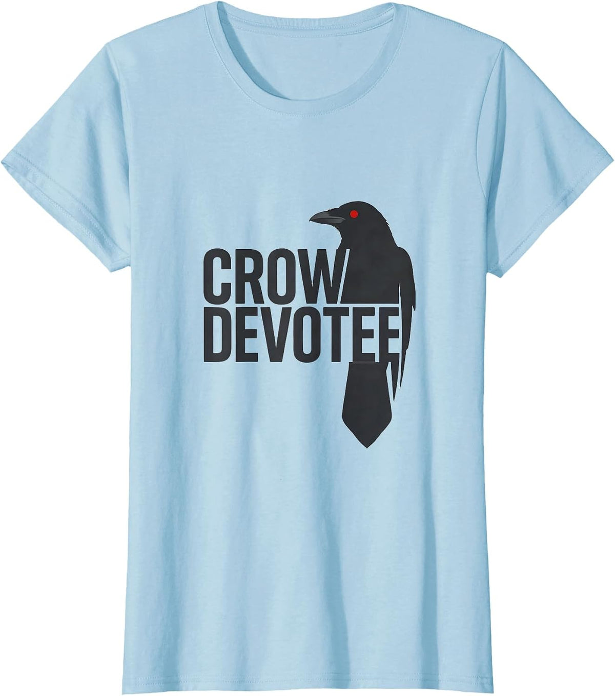 Women's Crow Devotee Minimalist Crow Bird Gothic Nature Art T-Shirt - Baby Blue