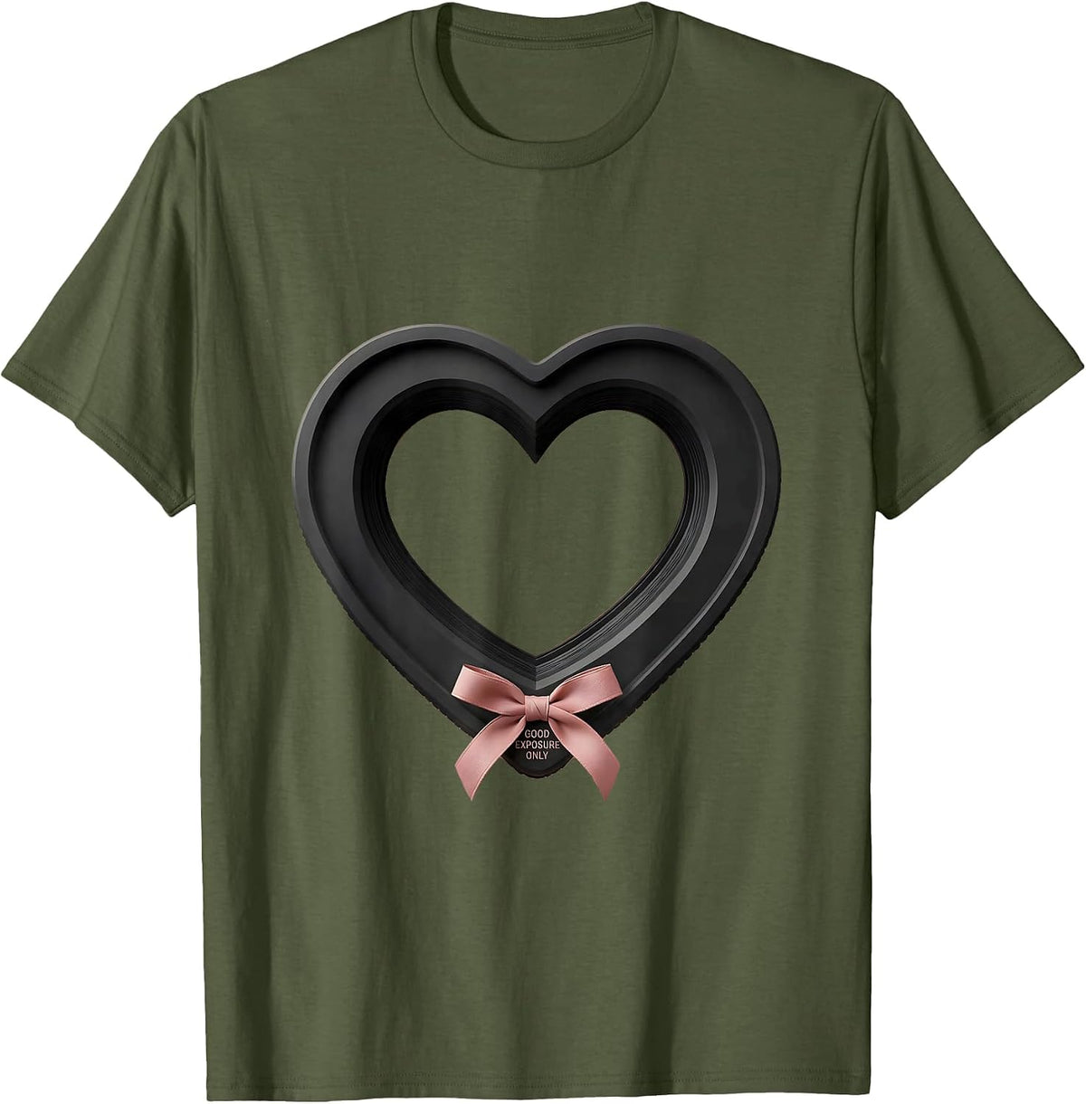 Good Exposure Only Cute Radiology Tech Coquette Bow T-Shirt - Olive Green