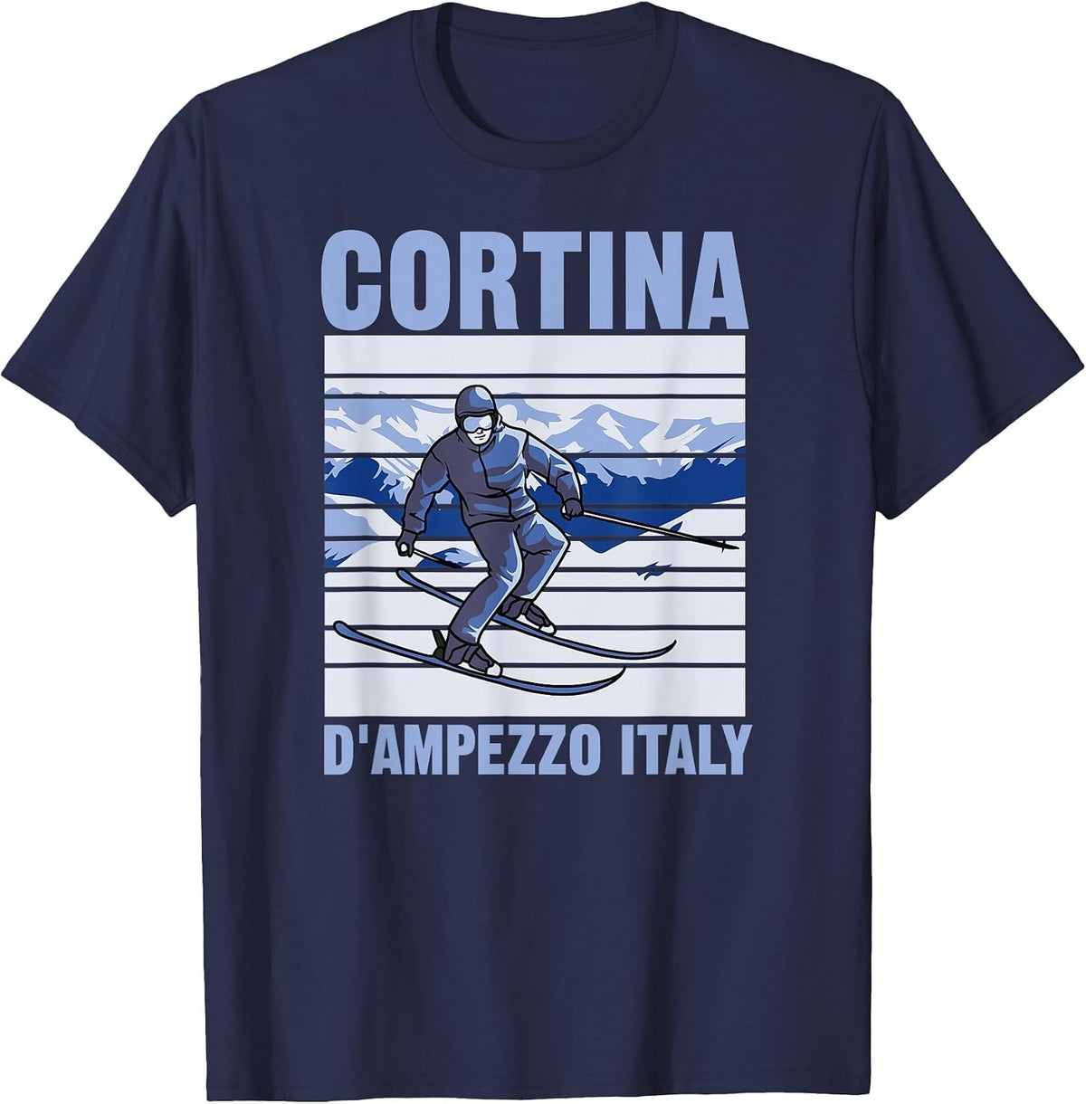 Cortina d'Ampezzo Italy Ski T-Shirt - Navy Blue