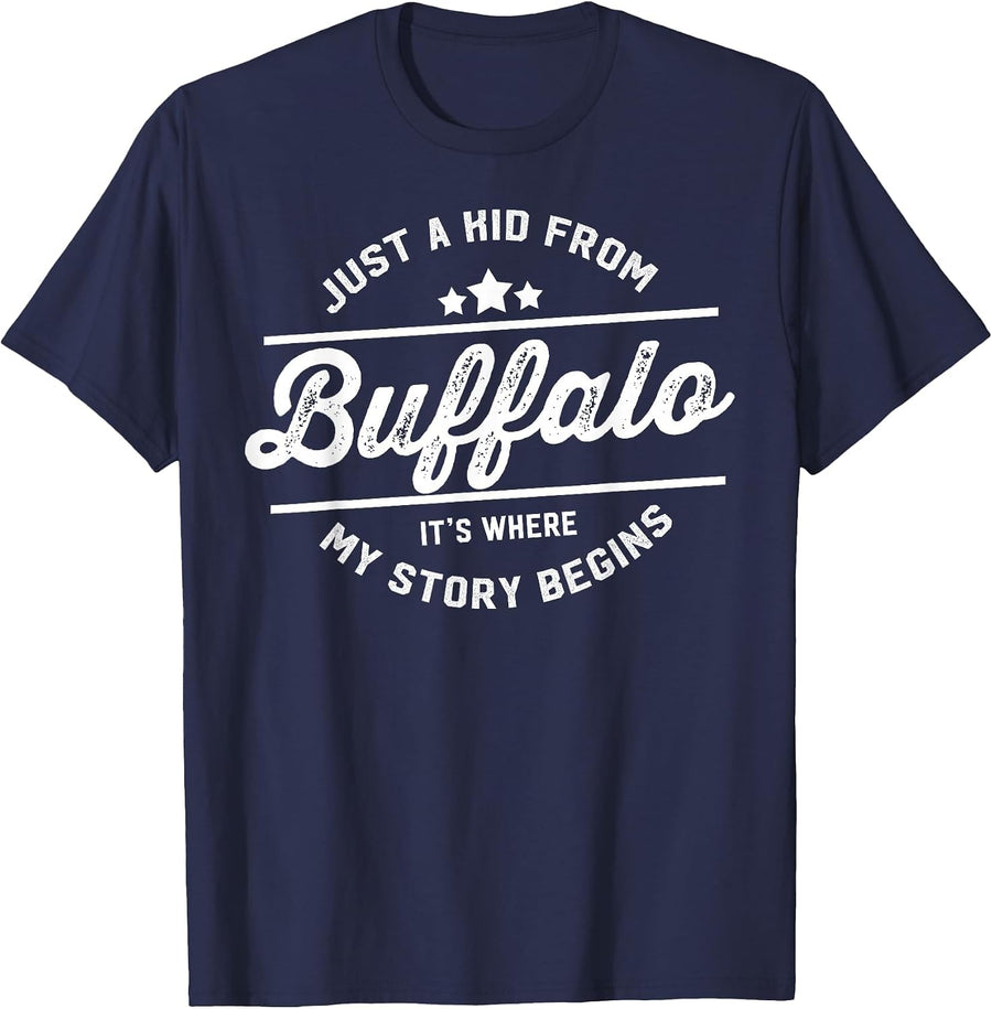 Just A Kid from Buffalo T-Shirt T-Shirt - Navy Blue