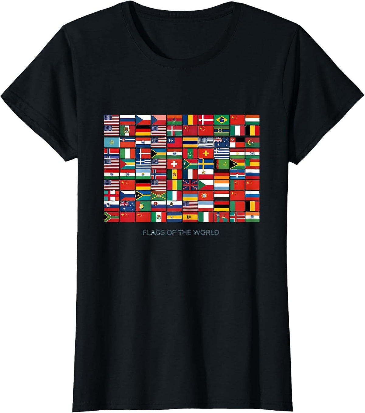 Women's Flags Of The World Geography Lover International Culture T-Shirt - Black