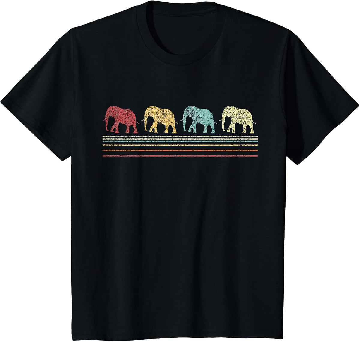 Elephant Lover Funny Elephant Retro T-Shirt - Black