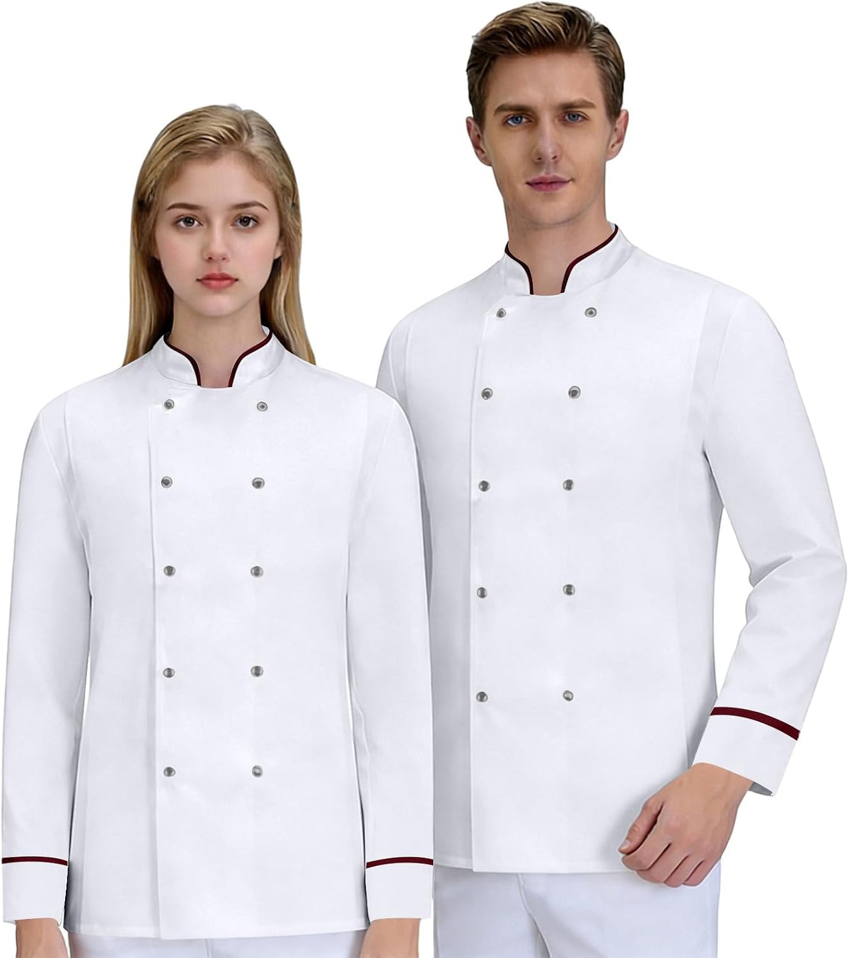 Unisex Chef Coat Works Jacket Chefs Shirts Kitchen Long Sleeve Classic Tshirt Solid Tops With Pockets - 04-white