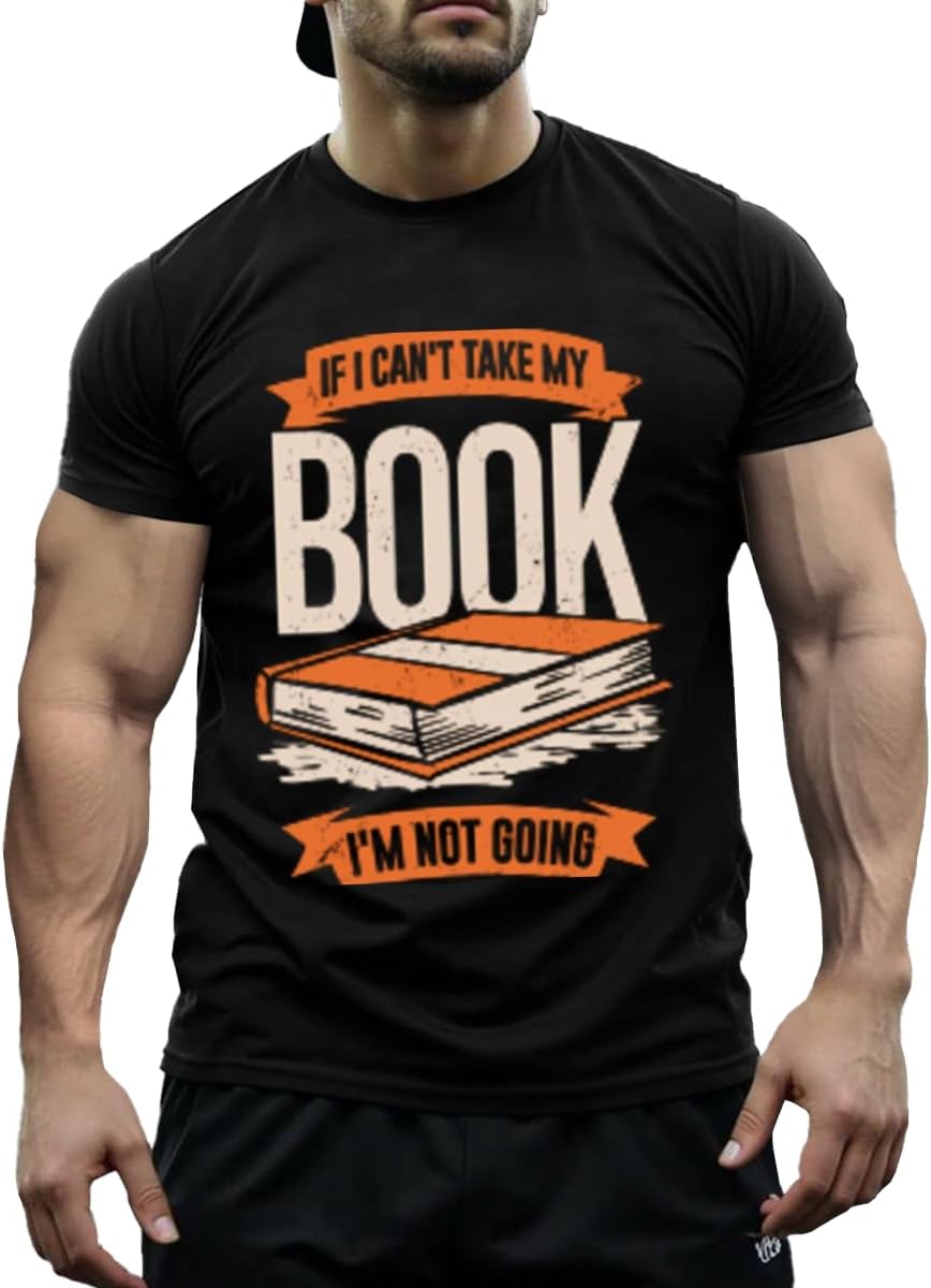 T-Shirts,is Potato,Unisex Classic Cotton Graphic Tops - If I Can T Take My Book I M Not Going