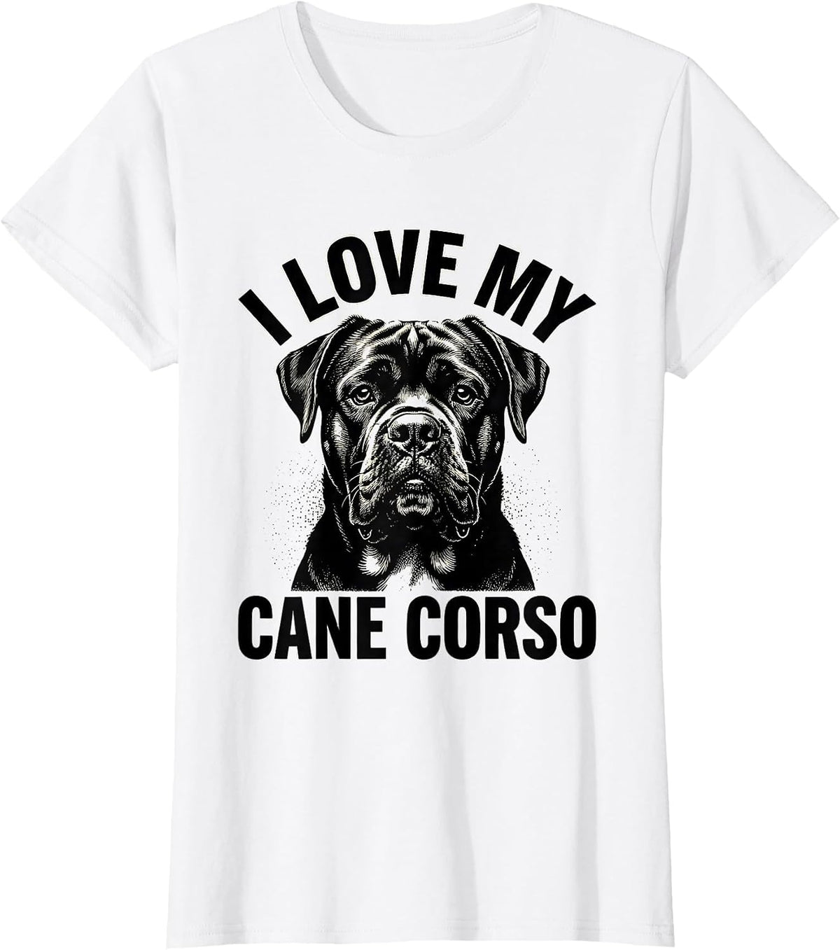 Women's I Love My Cane Corso Blackwork Dotwork Pet Lover Breed Pride T-Shirt - White