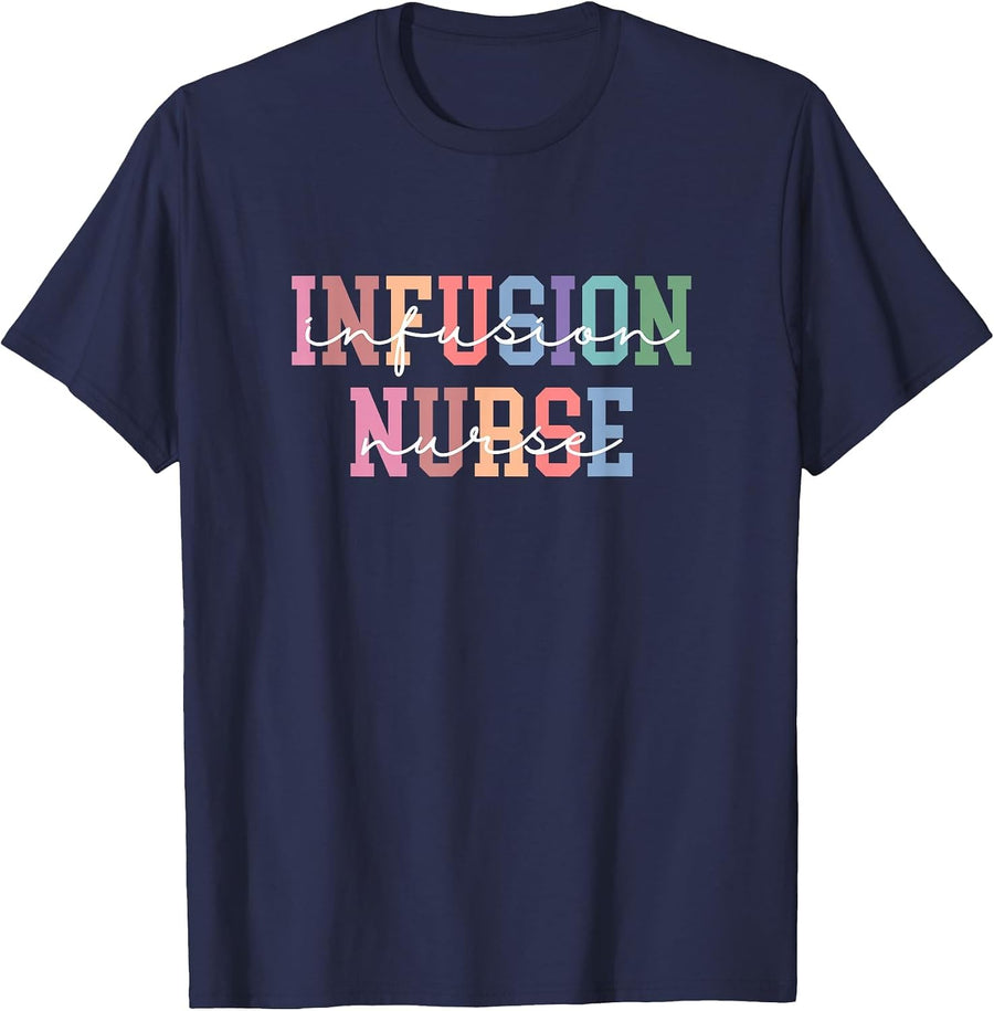 Infusion Nurse Intravenous IV Therapy Oncology Nurse T-Shirt - Navy Blue