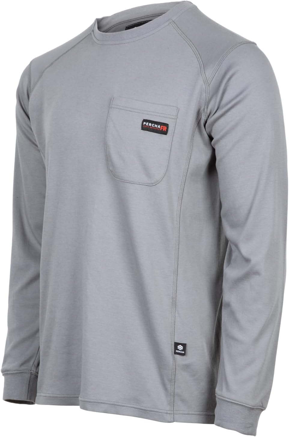 Percha Men's FR Flame Resistant Long Sleeve Shirt 100% Cotton NFPA 2112 CAT 2 - Stone Grey