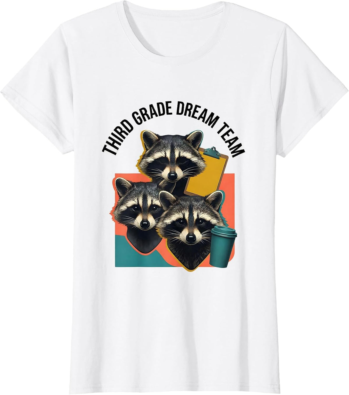 Women's Third Grade Dream Team Midcentury Modern Teacher Back T-Shirt - White