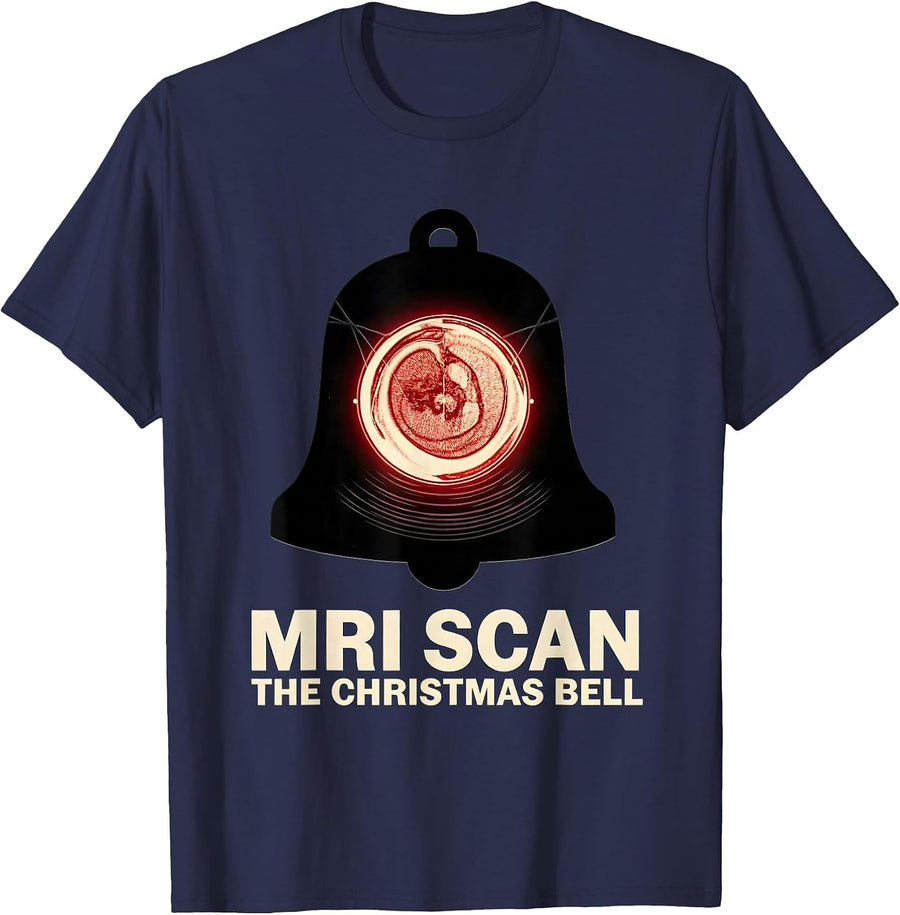 MRI Scan The Christmas Bell Radiology Tech Humor T-Shirt - Navy Blue