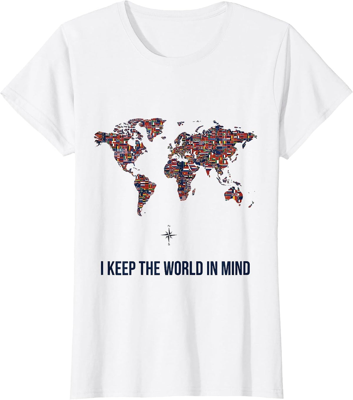 I Keep The World In Mind Minimalist Geography Teacher Travel T-Shirt - White