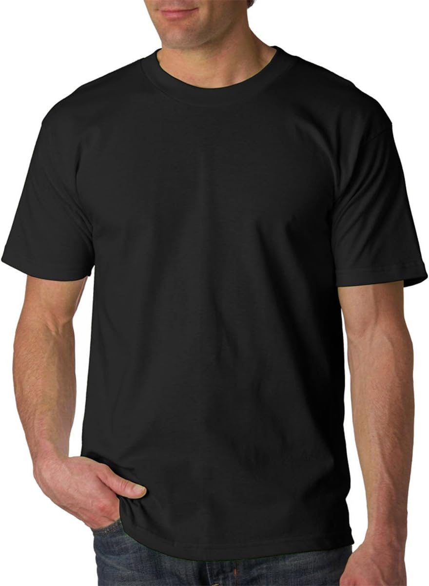 Bayside USA-Made SS Tee, Men's Classic Yellow Solid Crew Neck T-Shirt, S-5XL - Black