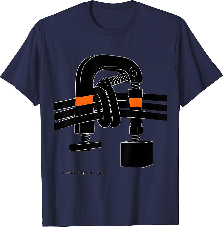 I Get Paid To Pull Cable Funny Electrician Lineman Gift T-Shirt - Navy Blue