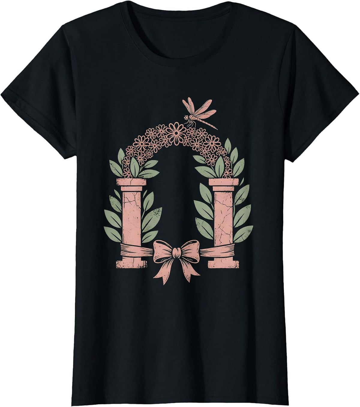 Bridal Wedding Arch with Climbing Roses Graphic T-Shirt - Black