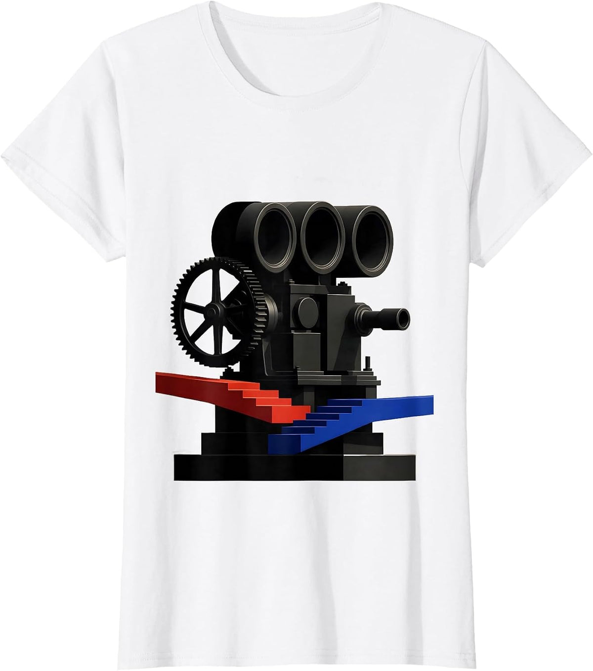 Geometric Triplex Mud Pump Bauhaus Modernist Oilfield Worker T-Shirt - White
