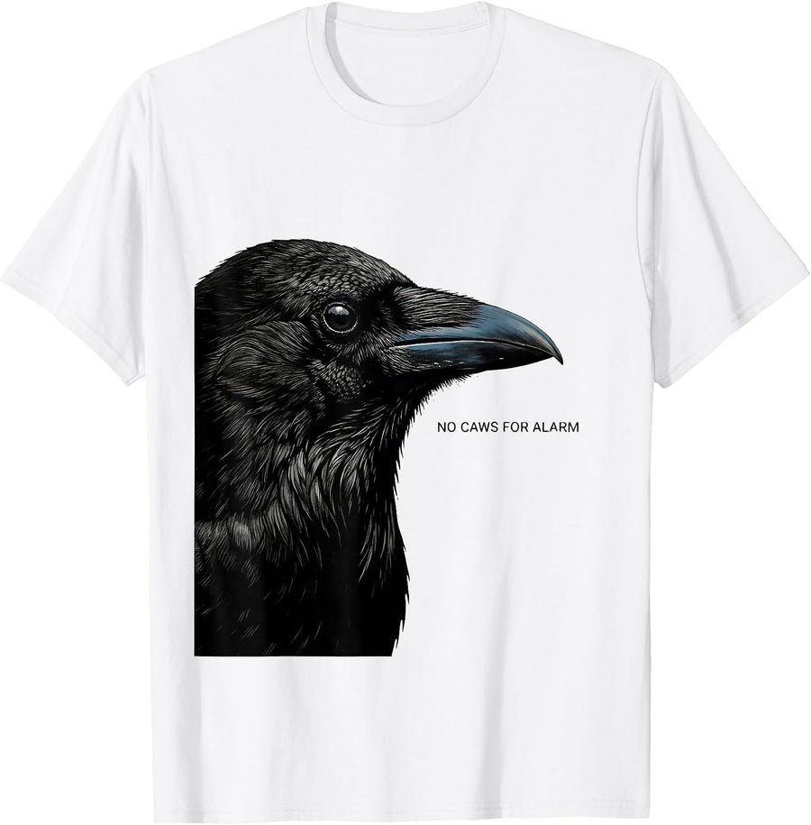 Men's No Caws For Alarm Funny Crow Lover Bird Humor Gift T-Shirt - White