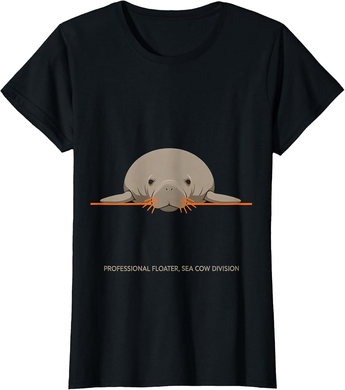 Professional Floater Sea Cow Division Funny Manatee Lover T-Shirt - Black