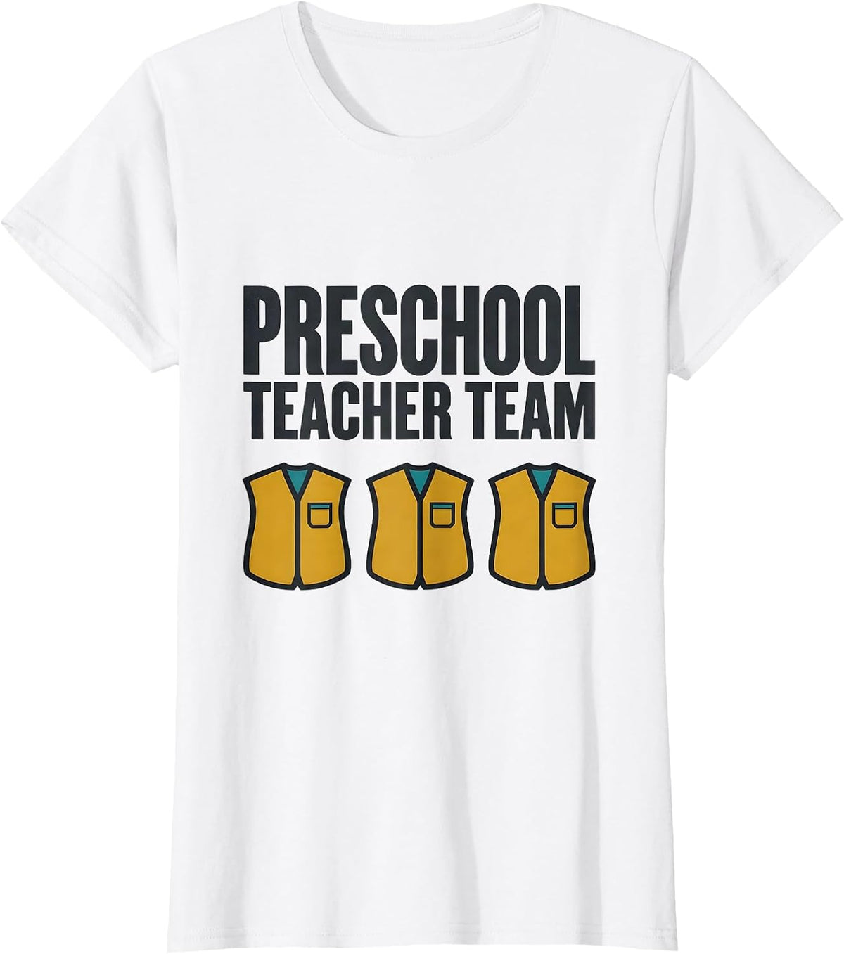 Women's Preschool Teacher Team Midcentury Modern Childcare Staff T-Shirt - White
