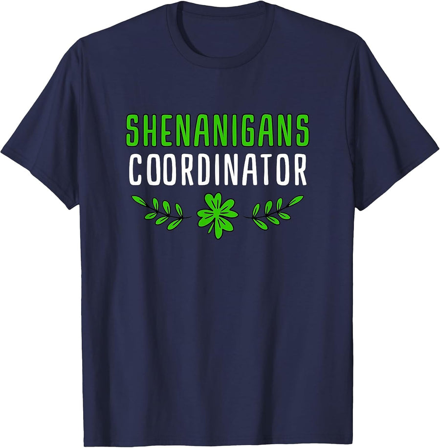 Shenanigans Coordinator | Saint Irish Pats St Patrick's Day T-Shirt - Navy Blue