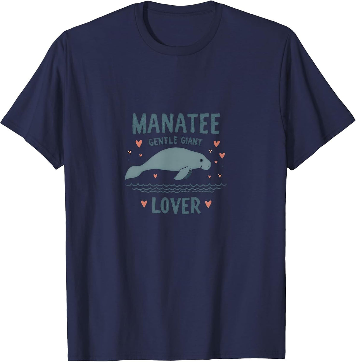 Manatee Gentle Giant Lover Florida Design T-Shirt - Navy Blue