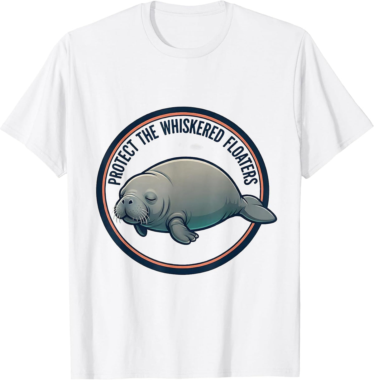 Men's Protect The Whiskered Floaters Funny Manatee Lover Crystal T-Shirt - White