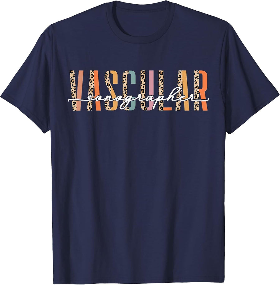 Vascular Sonographer Sonography Vascular Ultrasound Funny T-Shirt - Navy Blue