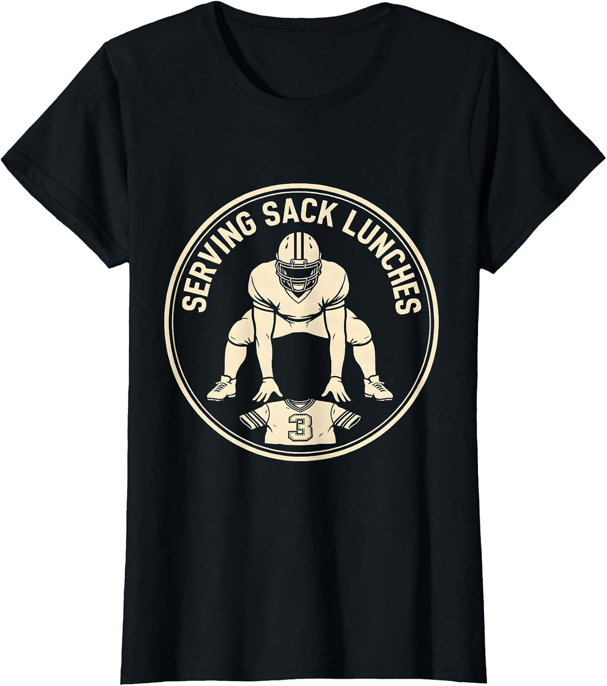 Serving Sack Lunches Funny Football Lineman Offensive T-Shirt - Black