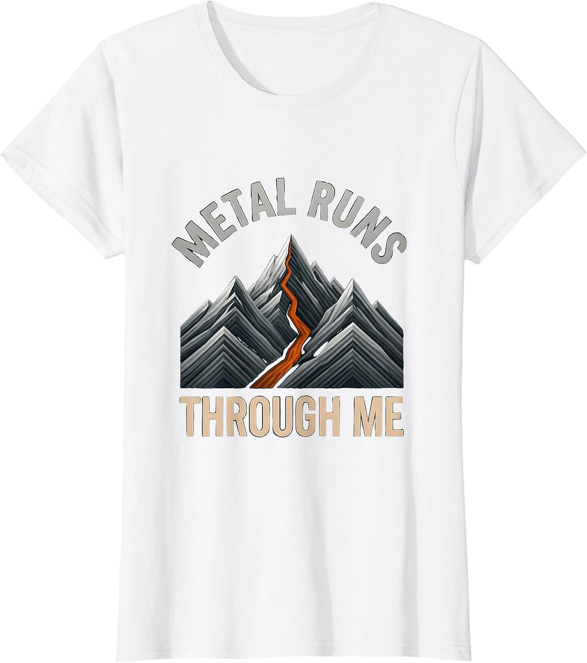 Metal Runs Through Me Heavy Metal Music Design T-Shirt - White