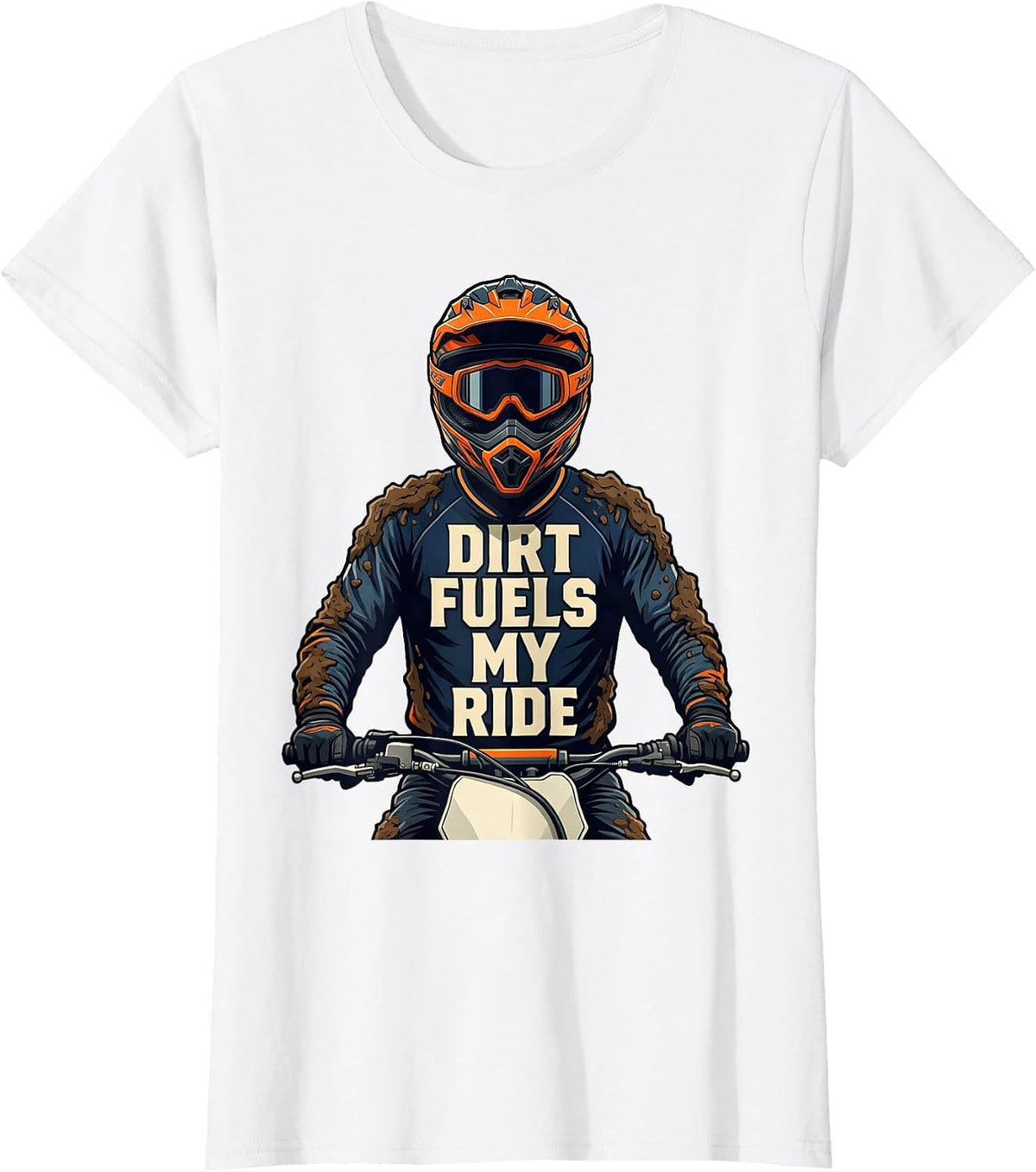 Women's Dirt Fuels My Ride Sports Motocross Dirt Bike Rider Casual T-Shirt - White