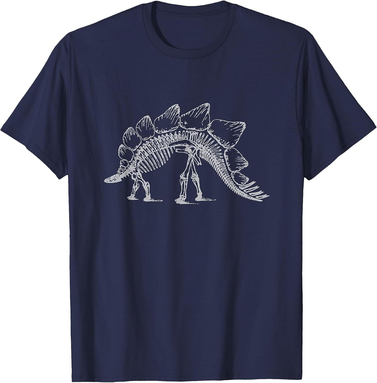 Stegosaurus Dinosaur Skeleton T-Shirt Fossil Dino Bones Tee T-Shirt - Navy Blue
