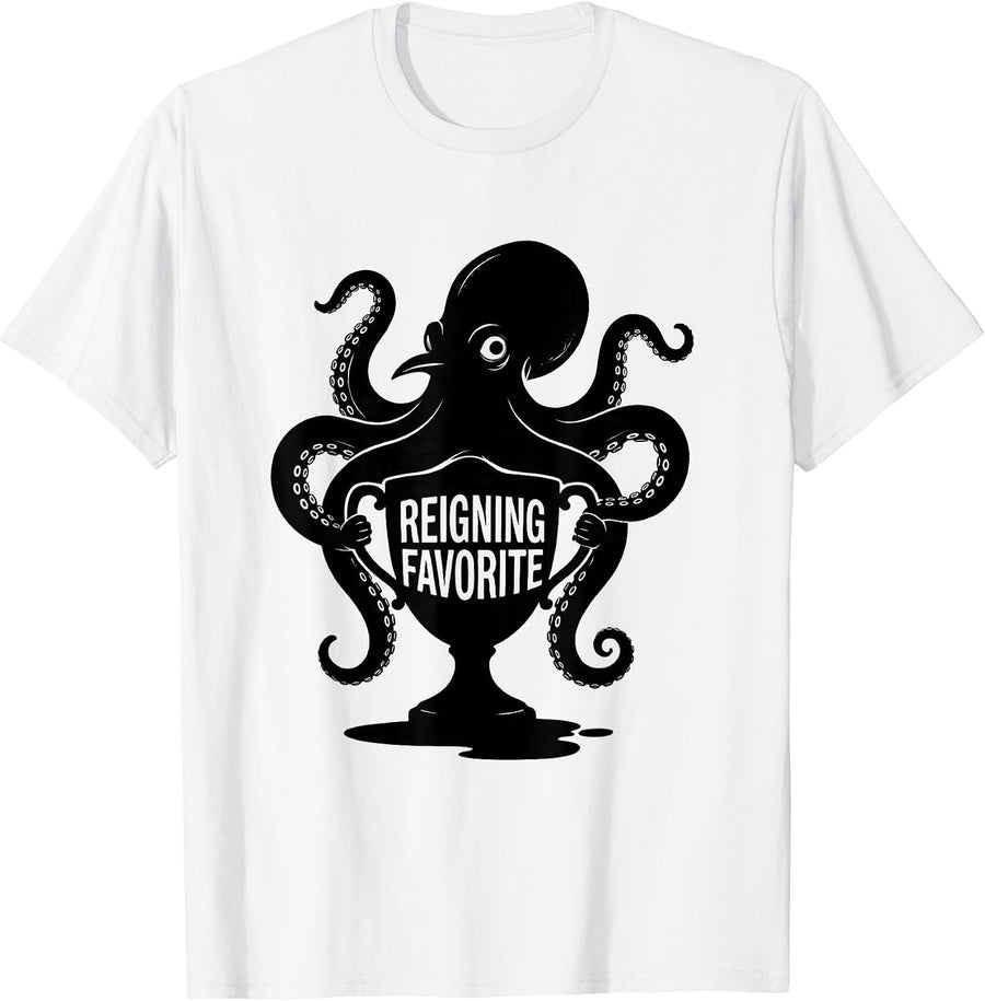 Men's Octopus Reigning Favorite Vintage Japanese Octopus Lover T-Shirt - White
