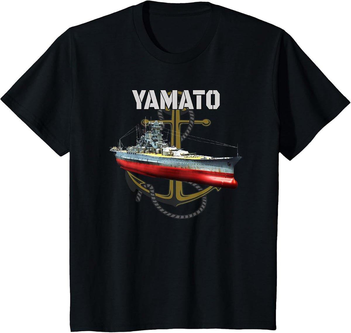 World War 2 Battleship Yamato Japanese Warship Dad Boy Son T-Shirt - Black