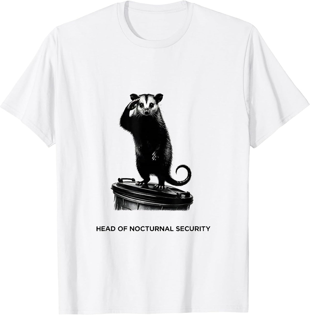 Men's Head Of Nocturnal Security Funny Opossum Meme Humor T-Shirt - White