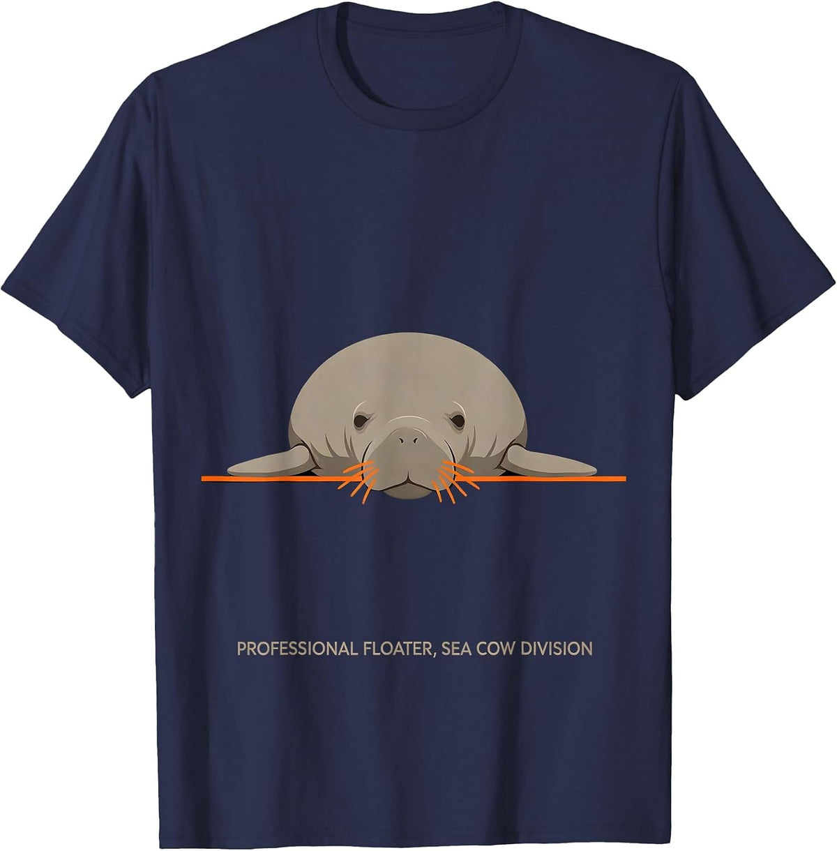 Professional Floater Sea Cow Division Funny Manatee Lover T-Shirt - Navy Blue