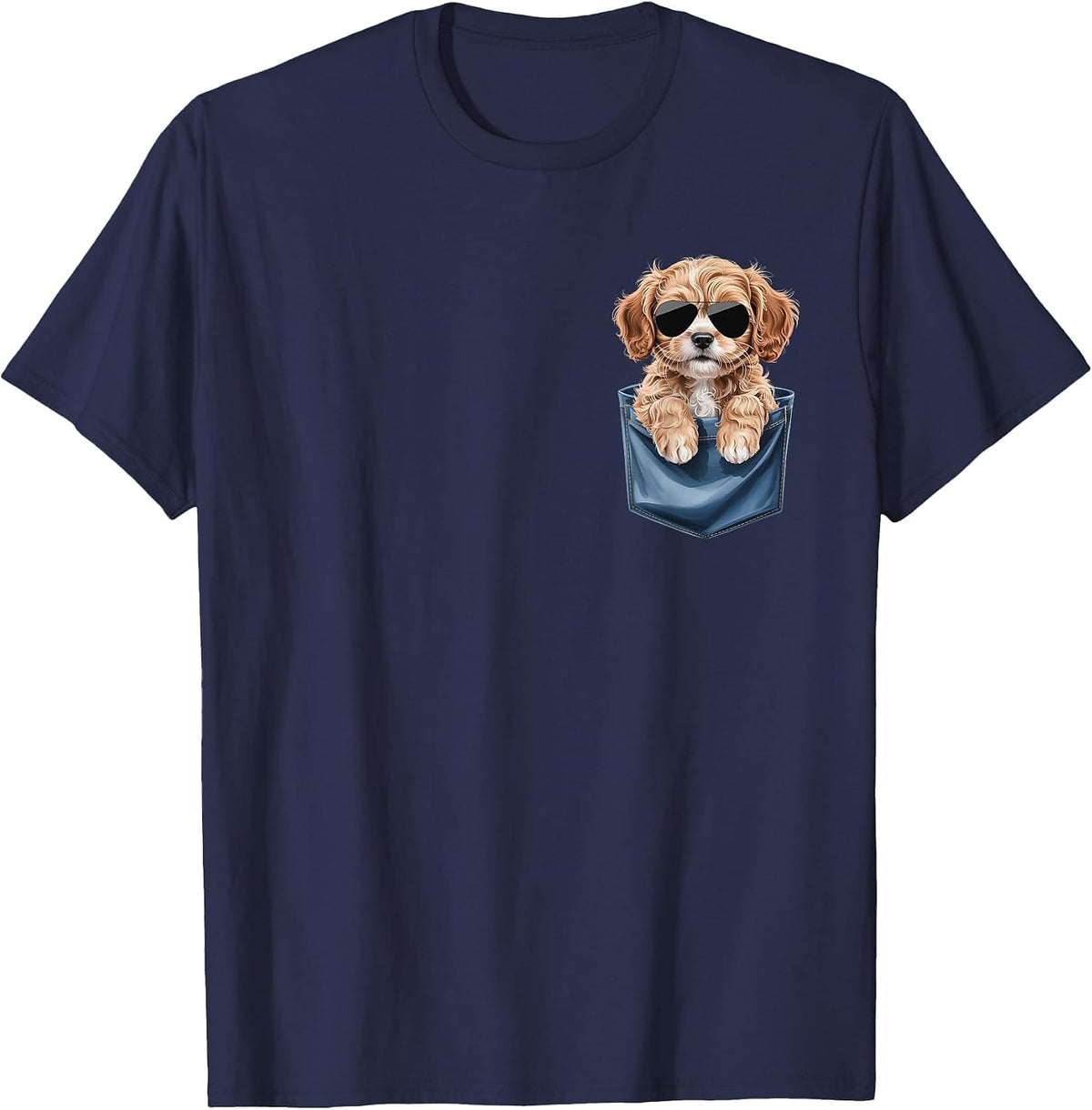 Cute Pocket Cavapoo Lover Doodle Dog Mom T-Shirt - Navy Blue
