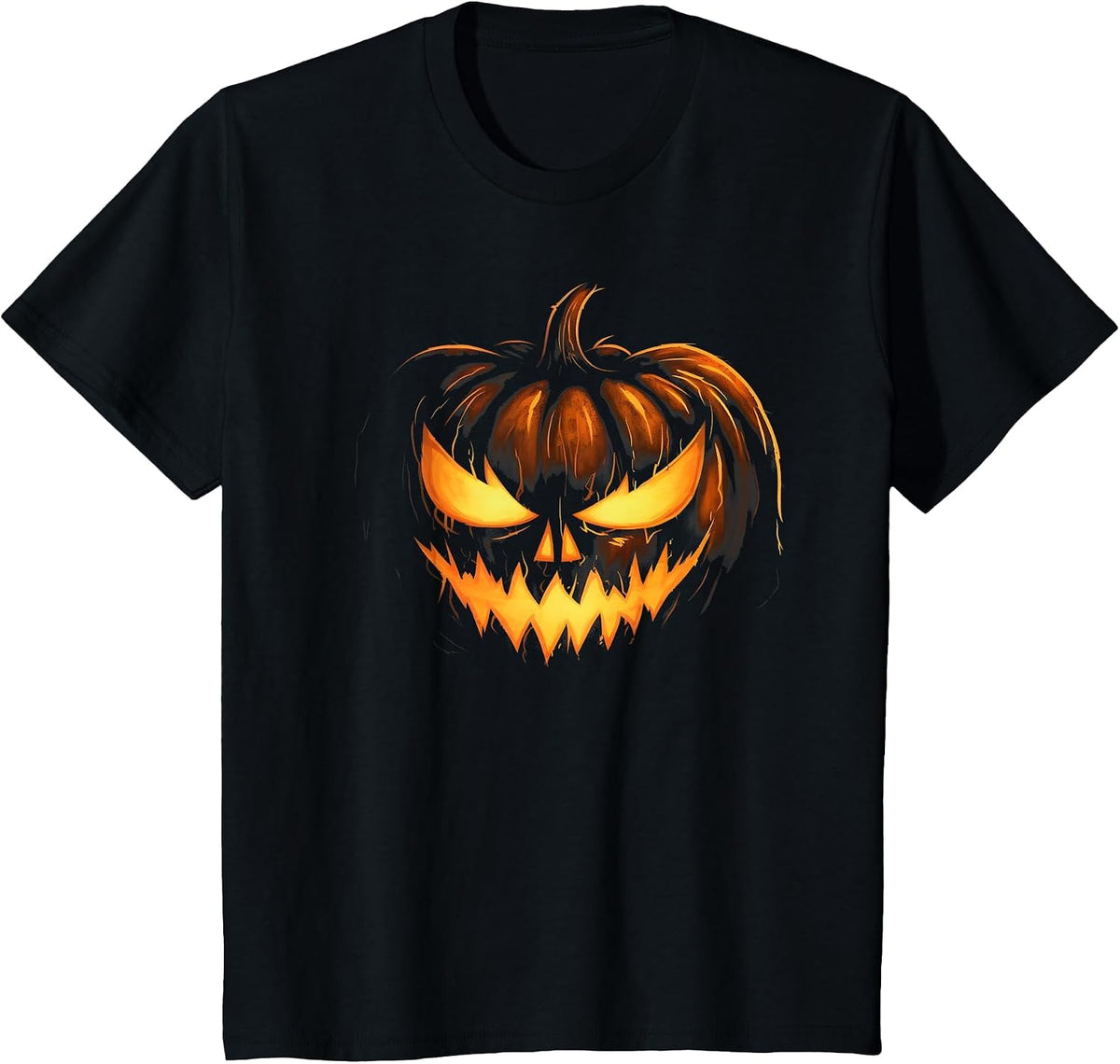 Scary Carved Pumpkin Face Jack O Lantern Halloween Costume T-Shirt - Black