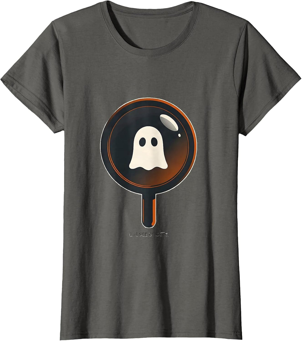 Women's Eye See Ghosts Minimalist Halloween Optometrist Eye Doctor T-Shirt - Asphalt Grey