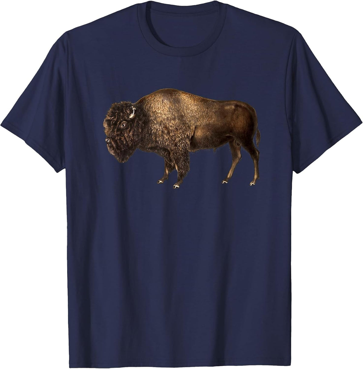 Buffalo Vintage Retro American Bison T-Shirt - Navy Blue