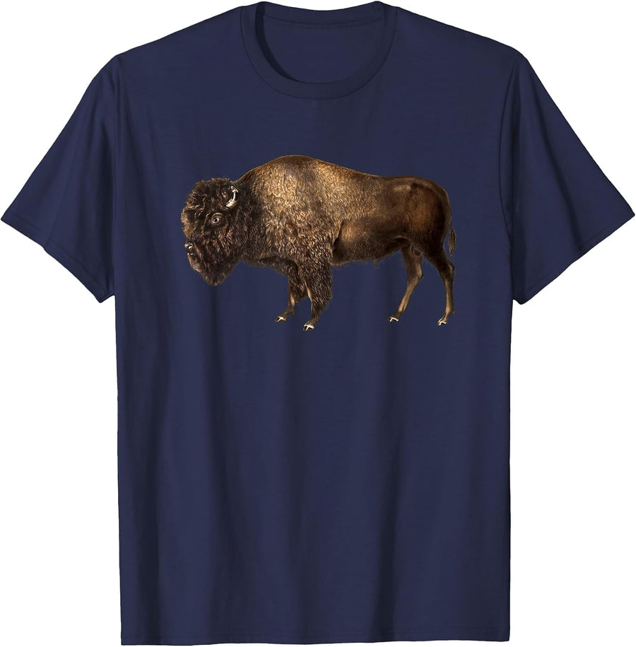 Buffalo Vintage Retro American Bison T-Shirt - Navy Blue
