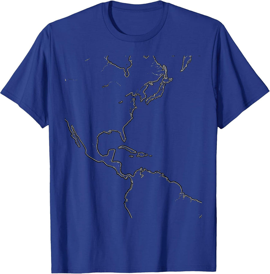 Continuous Coastline Line Art Geography Lover T-Shirt - Royal Blue